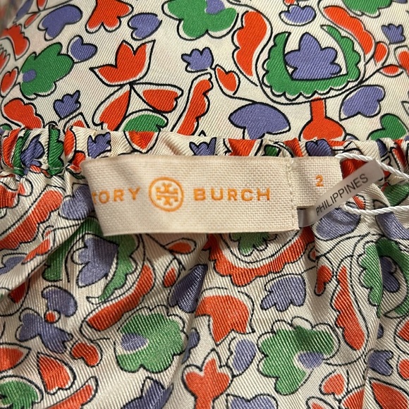 Tory Burch Floral Printed Off The Shoulder Top In Legacy Paisley NWT Size 2 - Picture 7 of 13